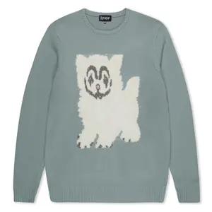 Pet Me Im Cute Knit Sweater (Heather Sage Grey)