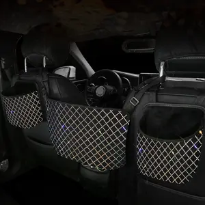 Rhinestone Decor Car Seat Back Storage Bag, 3 Counts/set Car Seat Back Organizer, Car Interior Accessories for Stowing & Tidying