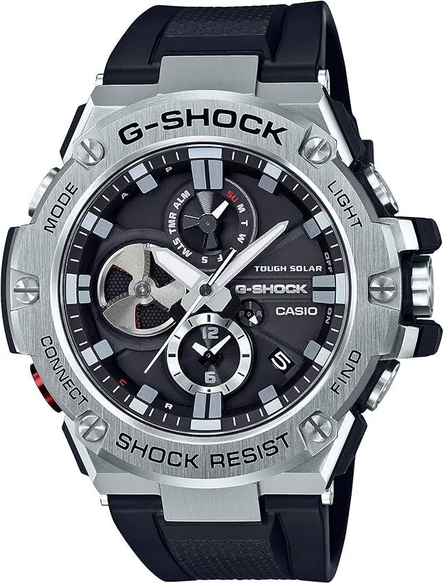 Casio G-Shock G-Steel Bluetooth Solar Analog Mens Watch GSTB100-1A, Easy To Use Quartz Watches, Classic Clean Quartz Watches