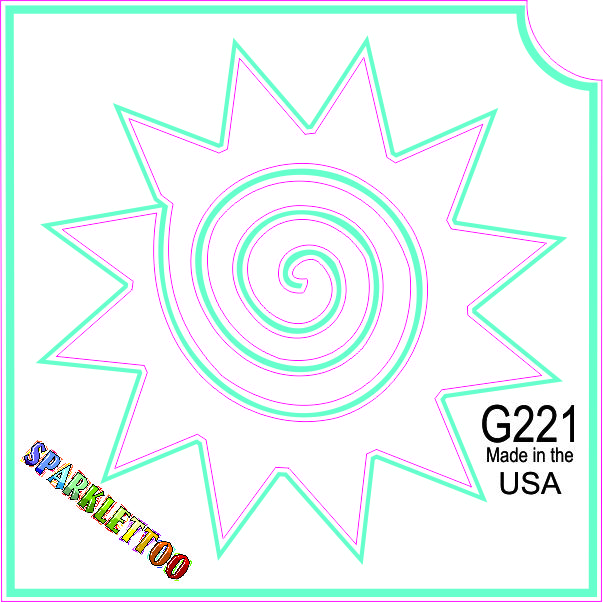 212 MAIN Ruby Red Paint G221 Glitter Tattoo Stencils - 3-Ply Twirl Star Design, 1.5x2.3x2.3 in, Sparkling Look, FDA Safe, Glitter Finish, Pack of 100