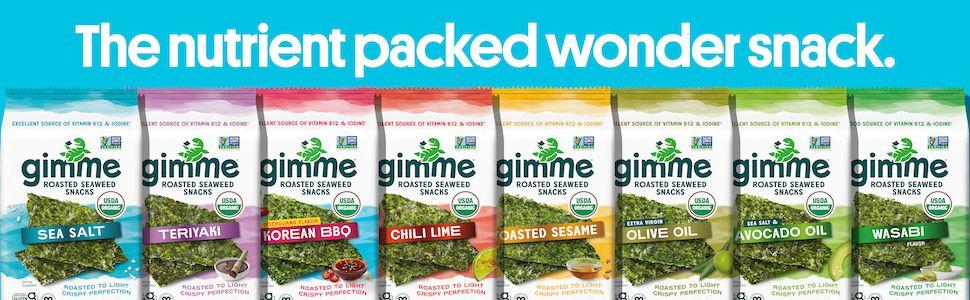 Gimme 6 CT Sea Salt Organic Roasted Seaweed Snacks, 5g, 0.17oz