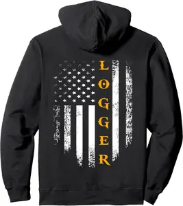 Vintage Logger With American Flag Logging/Carpenter Gift Pullover Hoodie 28
