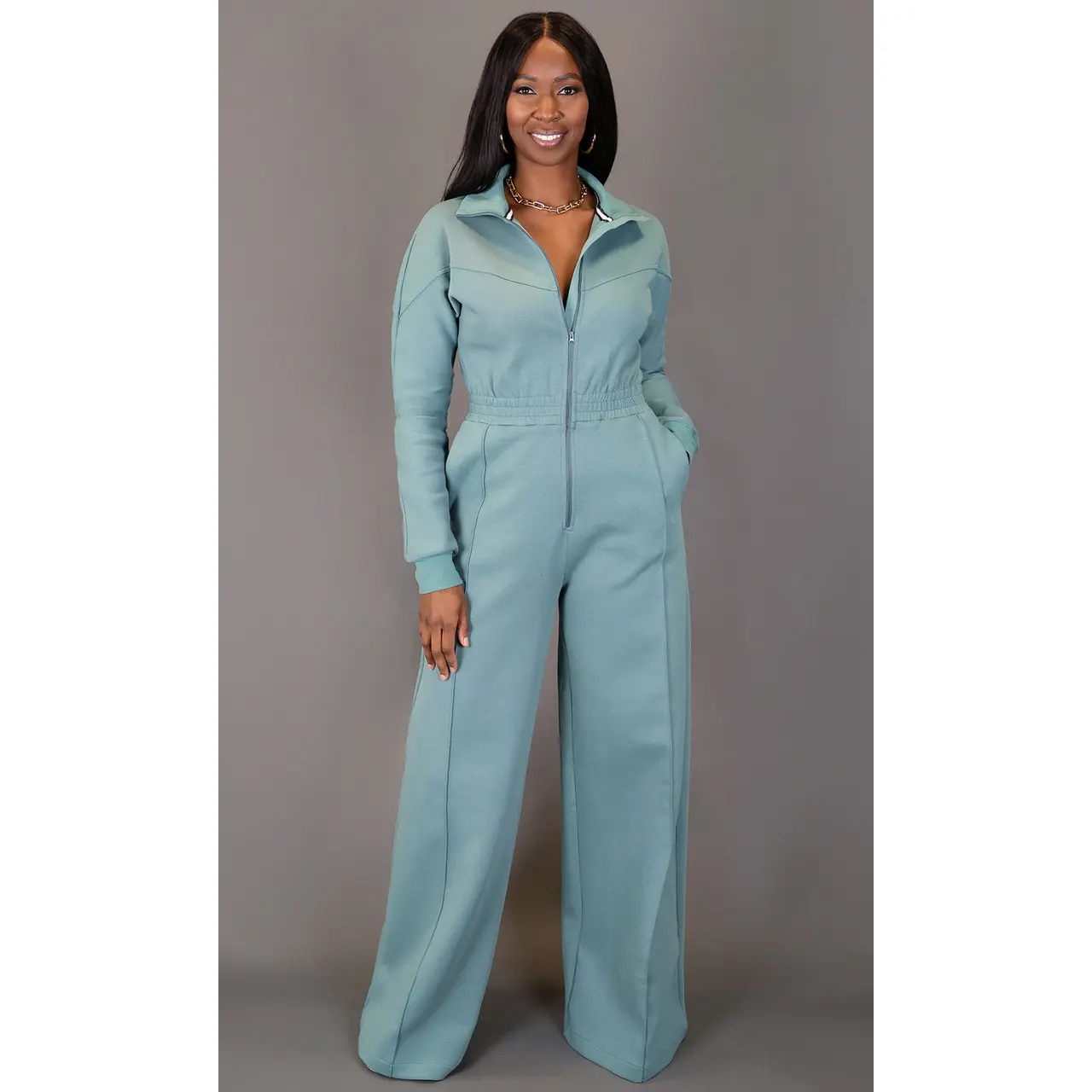 Every Day Sweat Jumpsuit - Teal