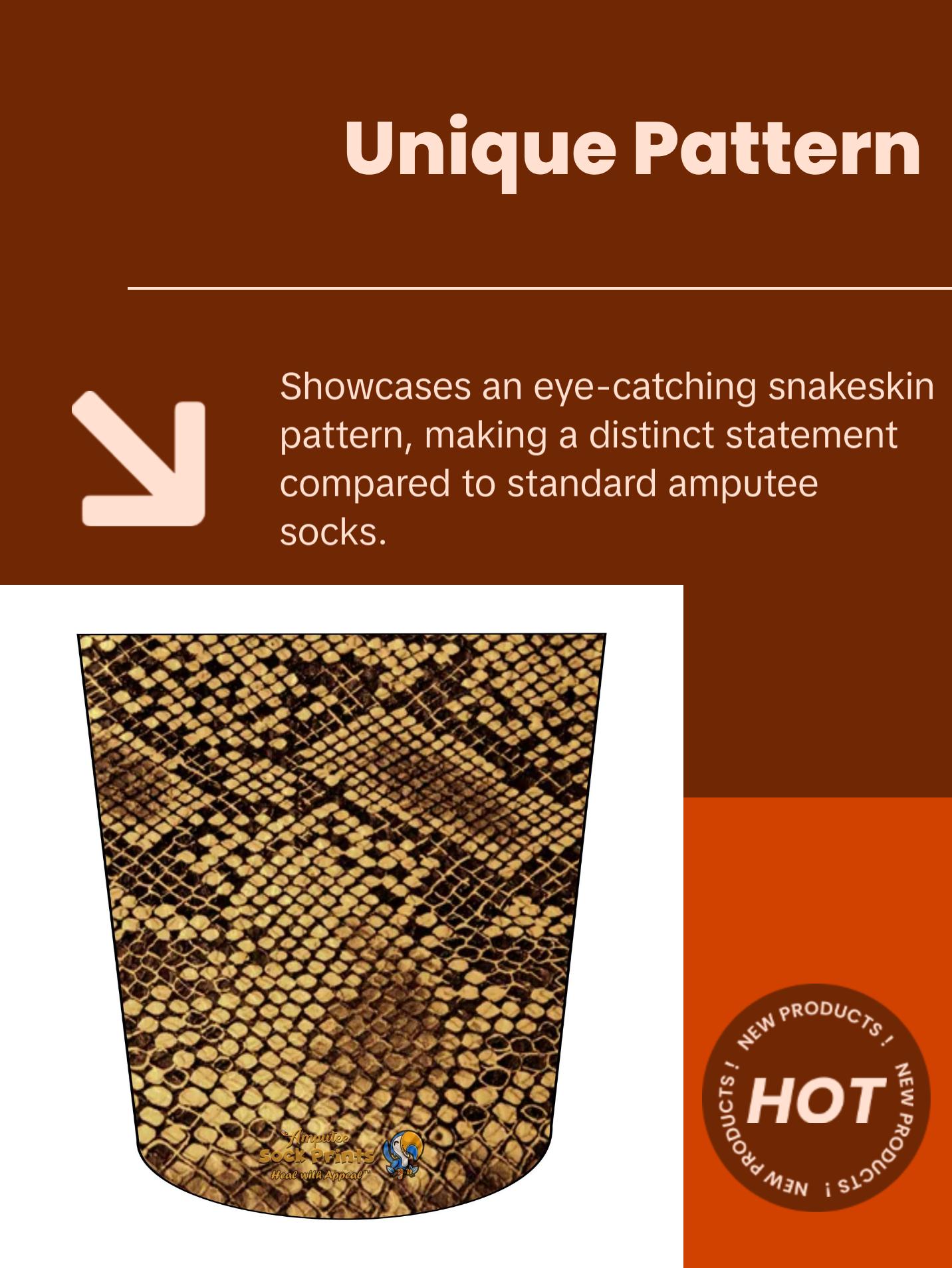 Amputee Sock "Snake skin V1",Stump Sock, Prosthetic Limb Sock