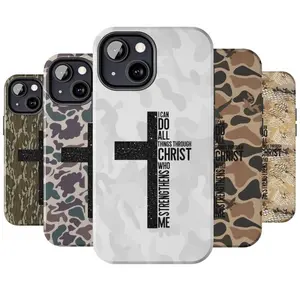 Vintage I Can Do All Things Through Christ Who Strengthens Me Camo Cross Phone Case, Ol School Camo Aesthetic For iPhone 17 16 15 14 13 12Plus, Durable Cover