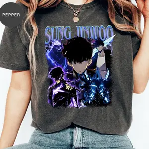 Sung Jinwoo Shirt, Solo Leveling Anime T-Shirt, Shadow Monarch Graphic T-Shirt, Manhwa Lover Apparel, Unisex Otaku Gift, Fashion Manga Merchandise