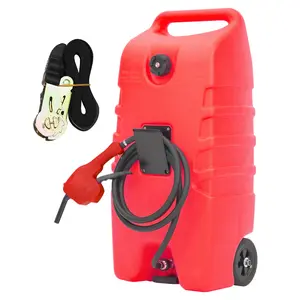 Heavy-Duty Portable Fuel Caddy – 14 Gallon Gasoline/fuel injection system Tank with 10ft Hose & Manual/Electric Pump – Mobile Fuel Transfer Solution for Cars, Boats, ATVs, Generators, Tractors – Red