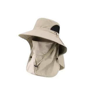 4-Piece Breathable, Sun-Protective Bucket Hat Set (Includes Arm Sleeves) | Detachable Outdoor Sun Hat (With Face and Neck Flaps) | Ideal Summer Sun Protection & Festive Gift