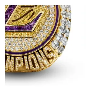 Megin D Luxury Gold Zircon 2020 NB Basketball Lake Jame Champ Hip Hop Rings for Men Women Couple Friends Fans Gift Jewelry