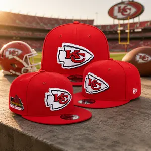 2026 Kansas City Chiefs Red Embroidered Snapback Cap – Premium Flat Brim Adjustable Football Hat, Streetwear Game Day Fan Gift