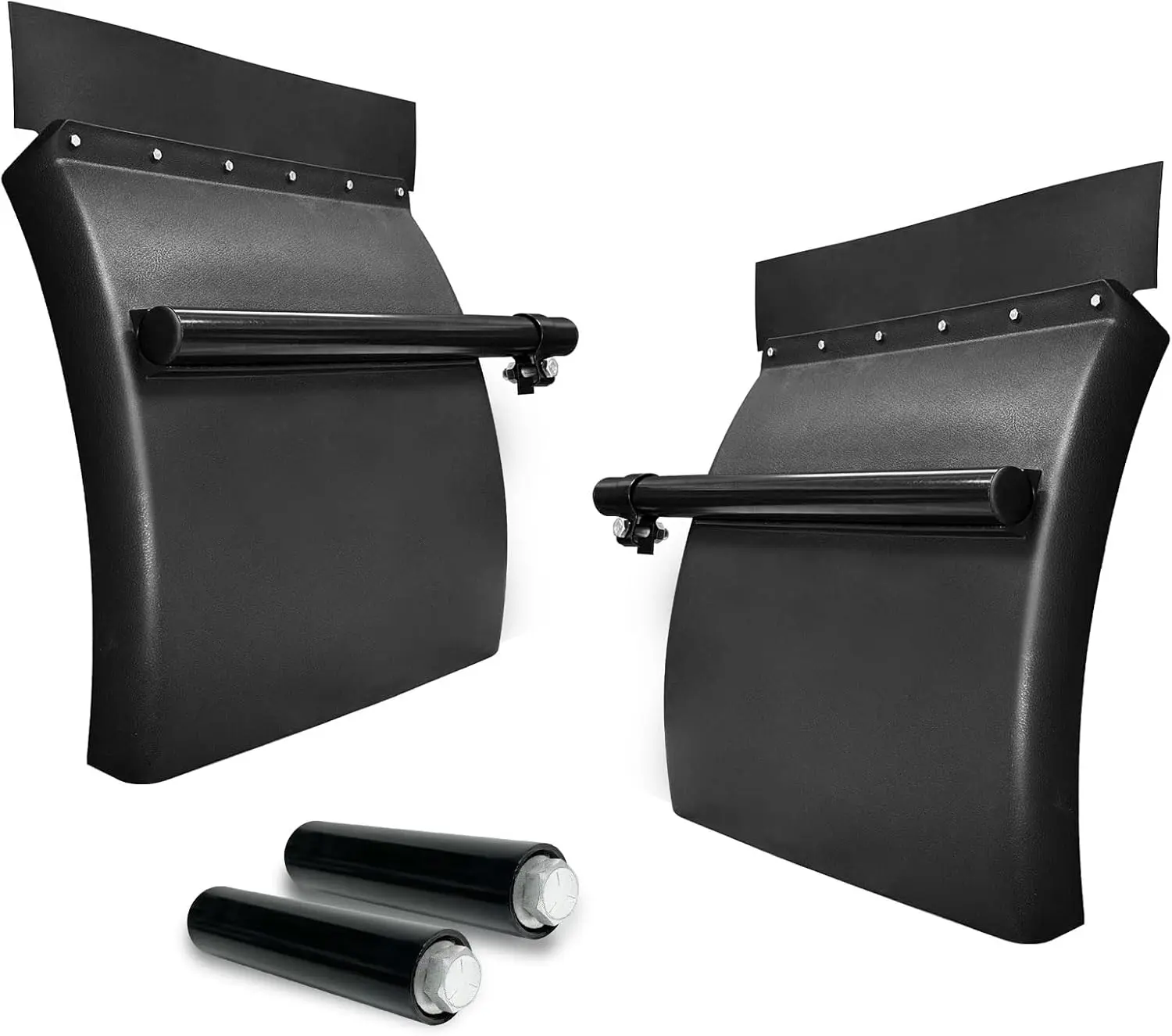 24in×24in Poly Quarter Fender Set for Semi Trucks - Left & Right Mud Flaps Protector with Tube Bracket Mounting Hardware, Automotive Accessories for Replacement or Upgrade, Secure Installation
