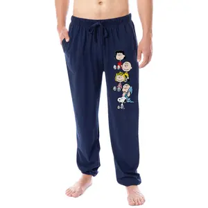 Peanuts Mens' Charlie Brown Snoopy Sleep Jogger Pajama Pants For Adults