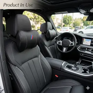 2 Pack Car Headrest Pillow for Neck Support Ergonomic Design Breathable Perforated Universal Fit for Driving Home Office, Compatible with BMW 1 2 3 4 5 6 7 Series X1 X2 X3 X4 X5 X6 X7 Accessories（Black）
