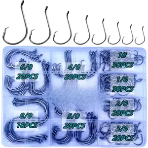 Circle Hooks Fishing Hooks 2X Strong 170PCS/Box | 220PCS/Box Octopus Catfish Fish Bulk Fishing Hooks Set Saltwater Freshwater Gear Equipment # 1 1/0 2/0 3/0 4/0 5/0 6/0 8/0 10/0