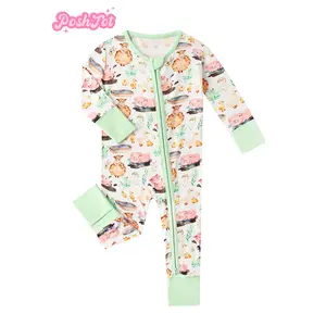 POSHTOT Premium Soft Sleepwear Long Sleeve Tights for All Seasons - Cute Pink Pig & Sheep Print, High Stretch, Machine Washable Baby Clothing