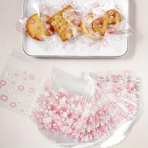 100pcs/set Handmade Tassel Cookie Bags - 5 Colorful Flower Cow Roll Candy Bags - Self-Adhesive & Disposable Packaging Bag