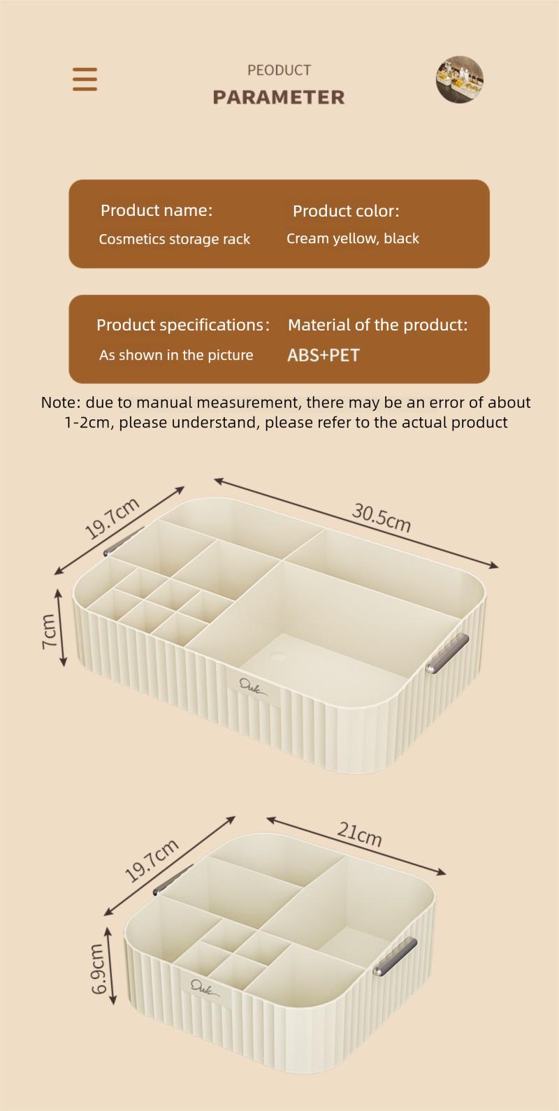 Organizer with Handles, Multi-Grid Cosmetic Storage Rack for Vanity, Dresser & Bathroom, Large Capacity Desktop Skincare & Perfume Bins