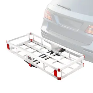 Fathersdaygift VEVOR 49.4x 22.4x 7.1 in Hitch Cargo Carrier, 500lbs Loading Capacity Trailer Hitch Mounted Cargo Basket, Rust-proof Aluminum Luggage Carrier Rack Fits 2 Hitch Receiver for SUV Truck Pickup Campingdealsforyoudays