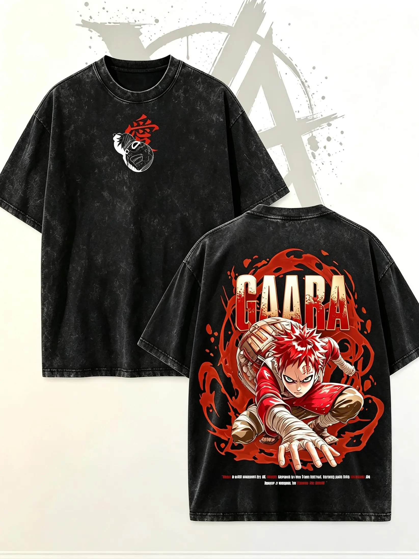 [AVT]Gaara - Narutoo Anime Double Printed Vintage Washed Tee Unisex Oversize Anime Manga Washed Heavyweight Cotton T-shirt, Gift For Anime Fan,trendy t-shirts,invincible shirt,humor shirt,acid symbol t-shirt,funny shirts men,casual style student tee
