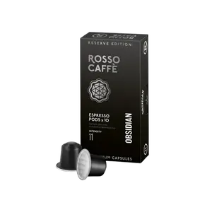 ROSSO RESERVE Obsidian Espresso Pods Extra Dark Roast 10 Capsules Pack Premium Beans from South Africa & Ethiopia Smooth Aromatic Slightly Fruity Notes