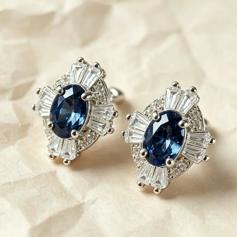 <PingEast jewelry > Blue sapphire earrings