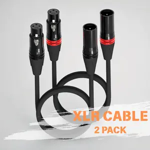 2-Pack Premium Durable XLR to XLR Microphone Audio Cable, 5 Feet, High-Quality Audio Connection Line, Ideal for Studio and Live Performance
