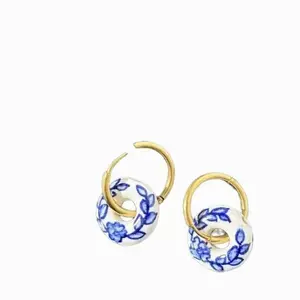 Hand-Painted Ceramic Earrings Retro Elegant Advanced Ear Clip