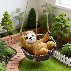 Cute Sloth Swing Basket, Fun Home Balcony Decor Animal Hanging Ornament, Spring Garden Decoration, Family Gift, Outdoor Decor