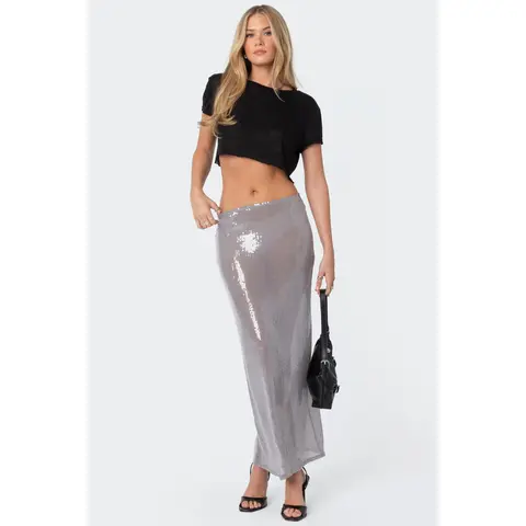 Riki Sheer Sequin Maxi Skirt