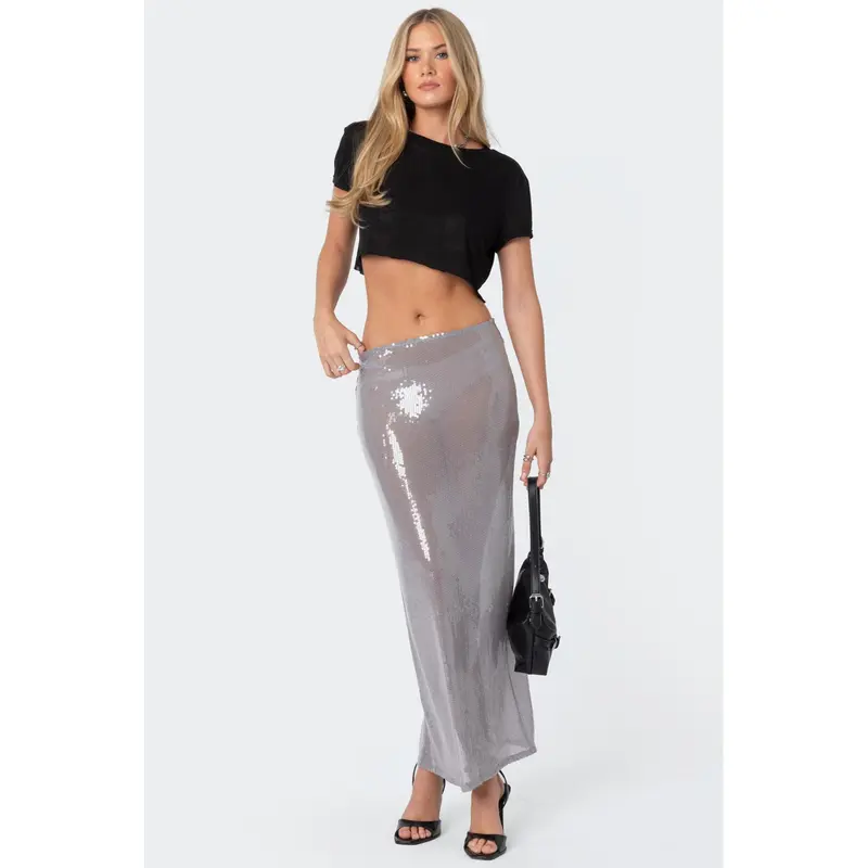 Riki Sheer Sequin Maxi Skirt