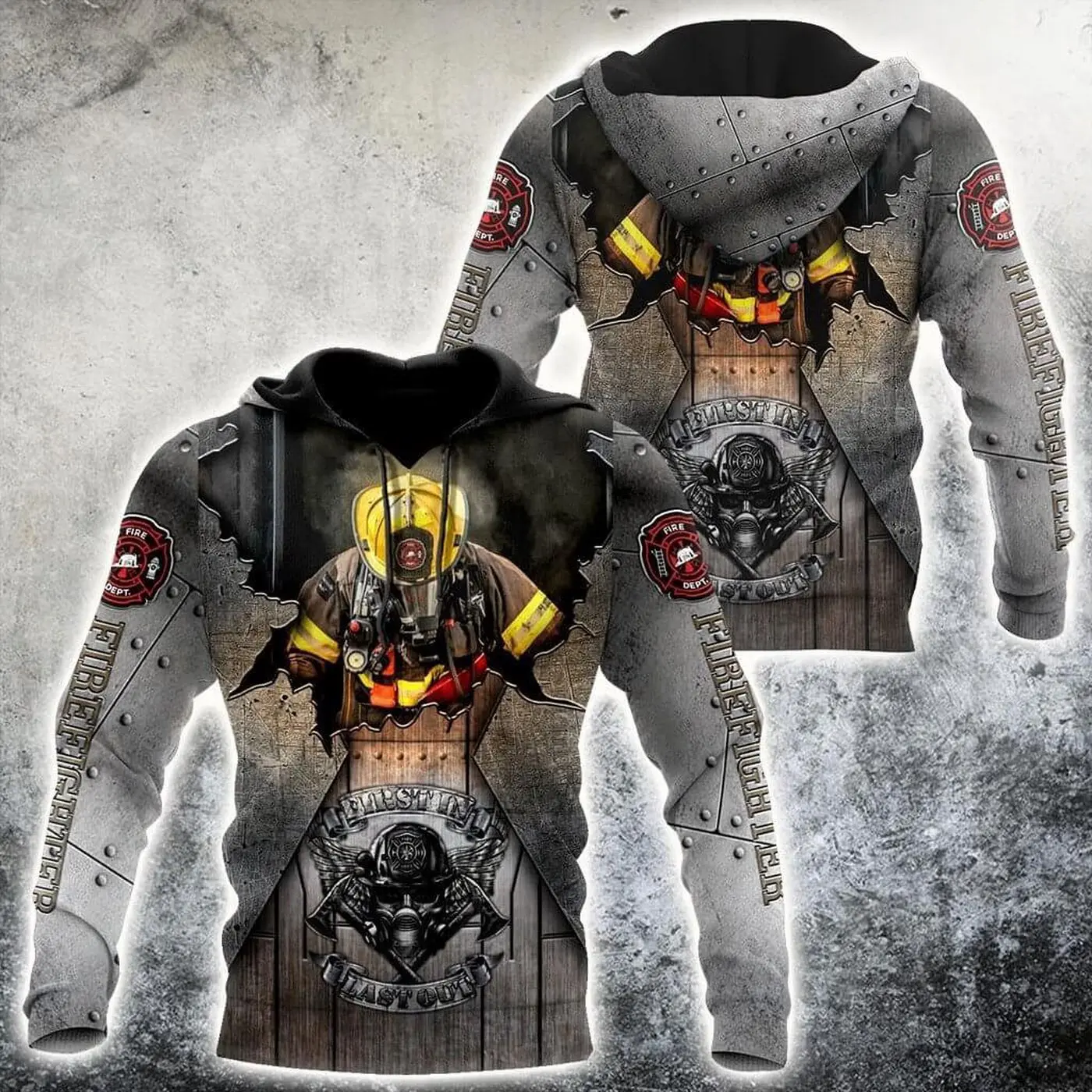 Firefighter Long Sleever Shirt For Job  First In Last Out Hoodie Pullover