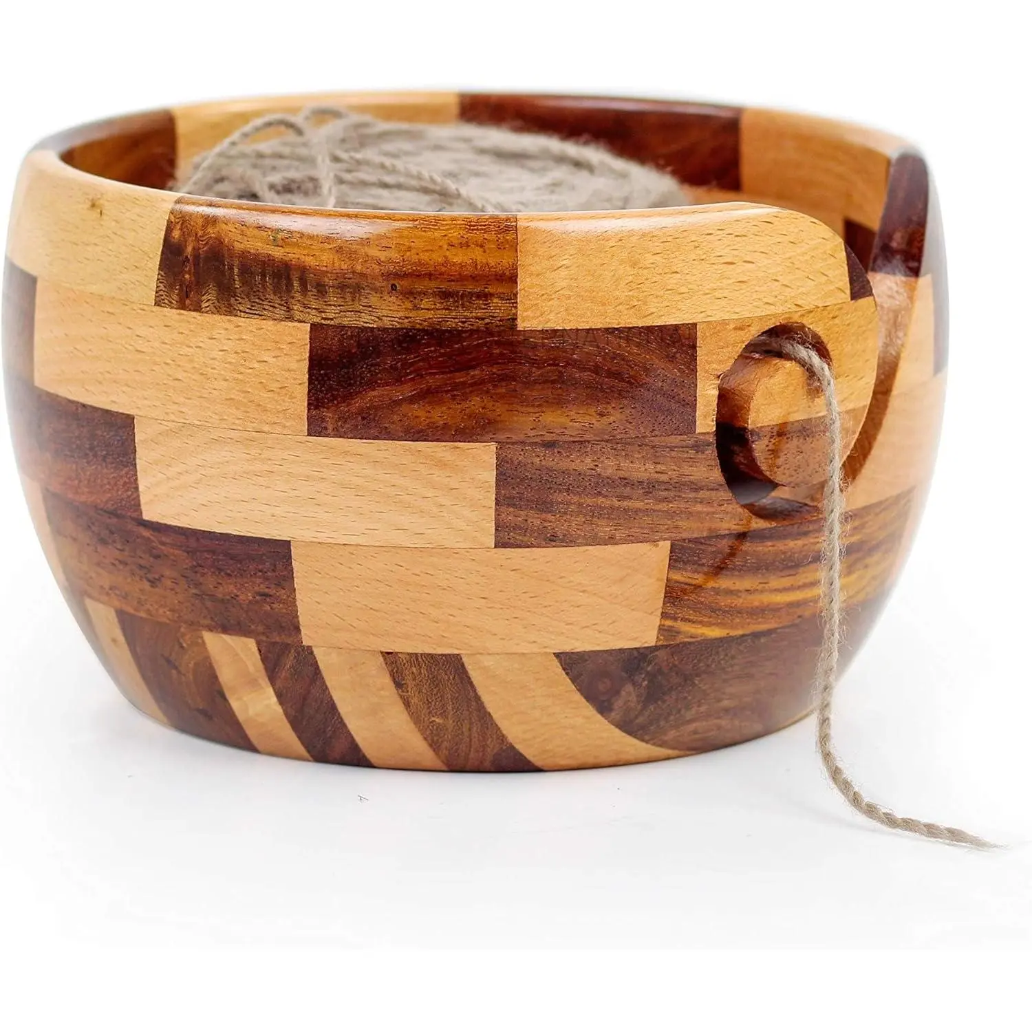 Mixed  Yarn Storage Bowl For Yarn Balls & Skeins | Crochet & Knitting Bowls Made Out OF Turmeric & Rosewood | Knitter's  & Notions (Large)