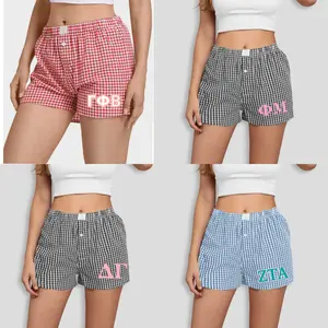 Alpha Chi Omega, Kappa Kappa Gamma, Delta Delta Delta, Zeta Tau Alpha, and Phi Mu Sorority Boxers – Custom Gingham Greek Letter Shorts – Tailgate & Rush Week Ready