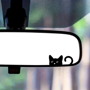 4PCS Car rearview mirror peeking at cat, stealing glances, funny stickers, cartoon decorative stickers