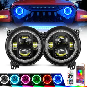9'' RGBW LED Headlights for Jeep Wrangler JL and GLadiator JT