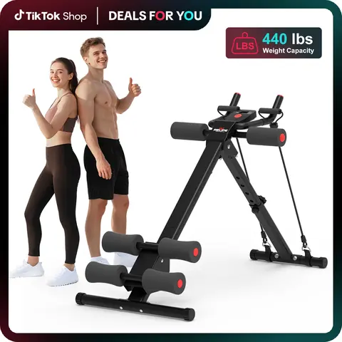 Relife Sports Adjustable Ab Workout Machine - Home Gym Equipment with LCD Monitor, Knee Protection, Foldable Design, Ab Roller, 2 Incline Levels for Core & Glute Training (Fitness Gym Exercise Equipment),outdoorfun