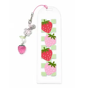 Strawberry Acrylic Bookmark Charm - Cute Pink Strawberry Bookmark - Kawaii Coquette Reader Gift