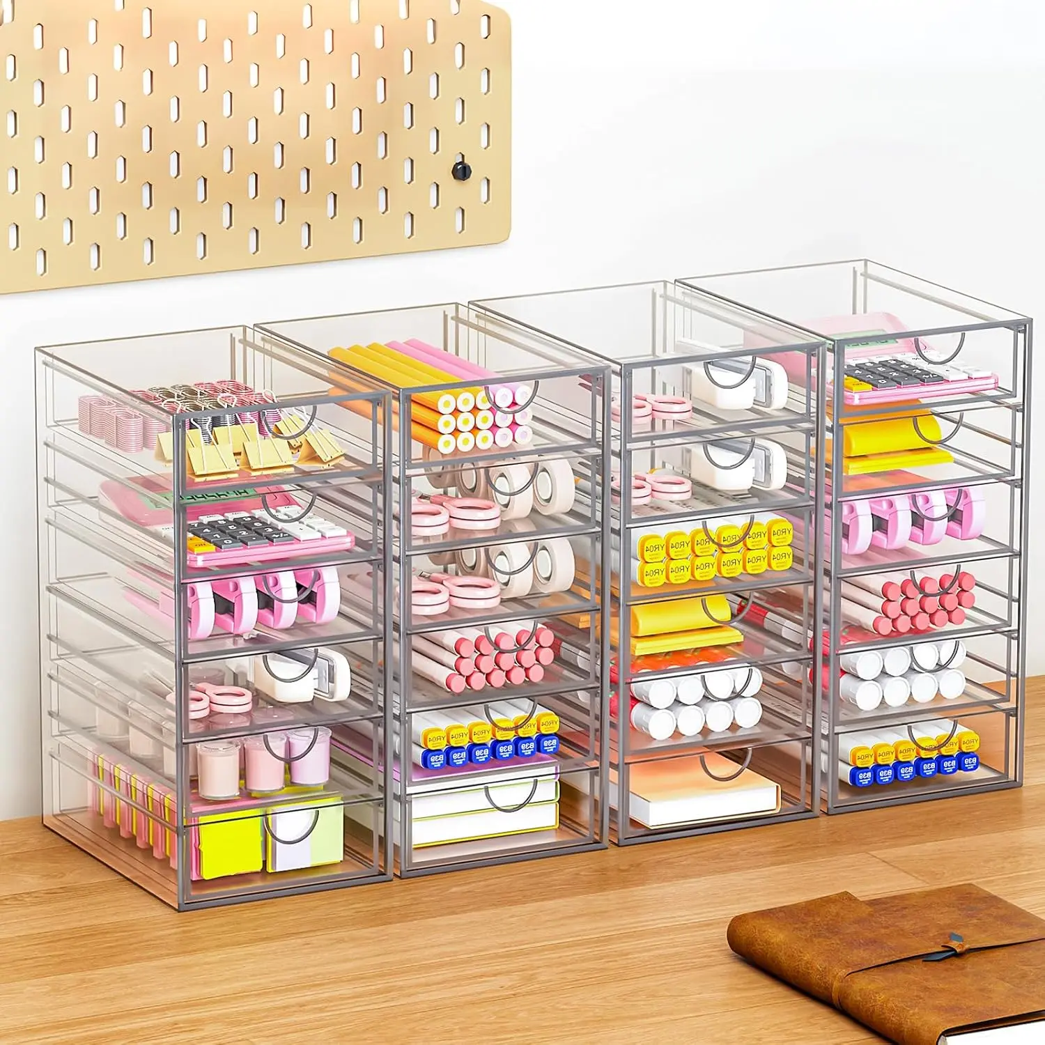 Acrylic Makeup Organizer with 19 Drawers,Storage Drawer Organizer | Bathroom Organizers and Storage for Palettes, Cosmetic, and Beauty Supplies, Desk Organization