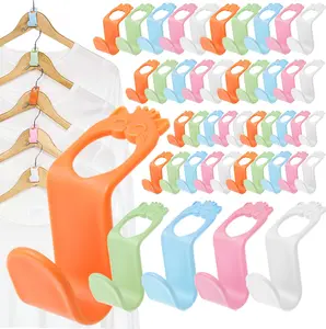 Hanger Connector Hooks - 100PCS Space-Saving Clips for Plastic Hangers in five Colors