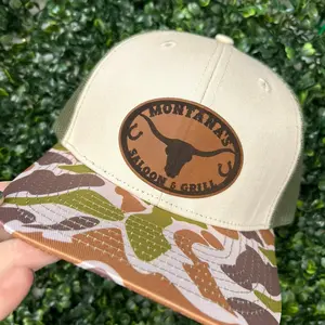 Custom old school bill | snapback hat | engraved leather patch