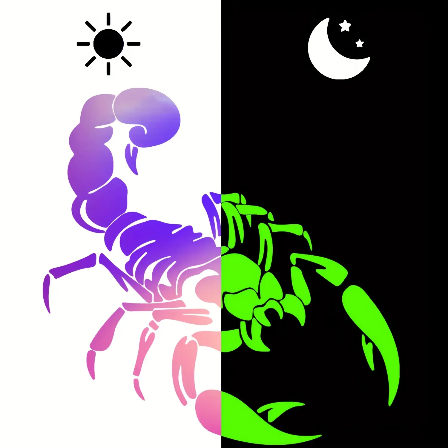 Animal Silhouette Scorpion Night Light Storage Material Night Light Sticker Laser Painted Hollow Sticker Automobile Decals Motorcycle Electric Vehicle Modification Sticker Night Driving Safety Collision Warning Sticker Decal For Cars Car Stickers