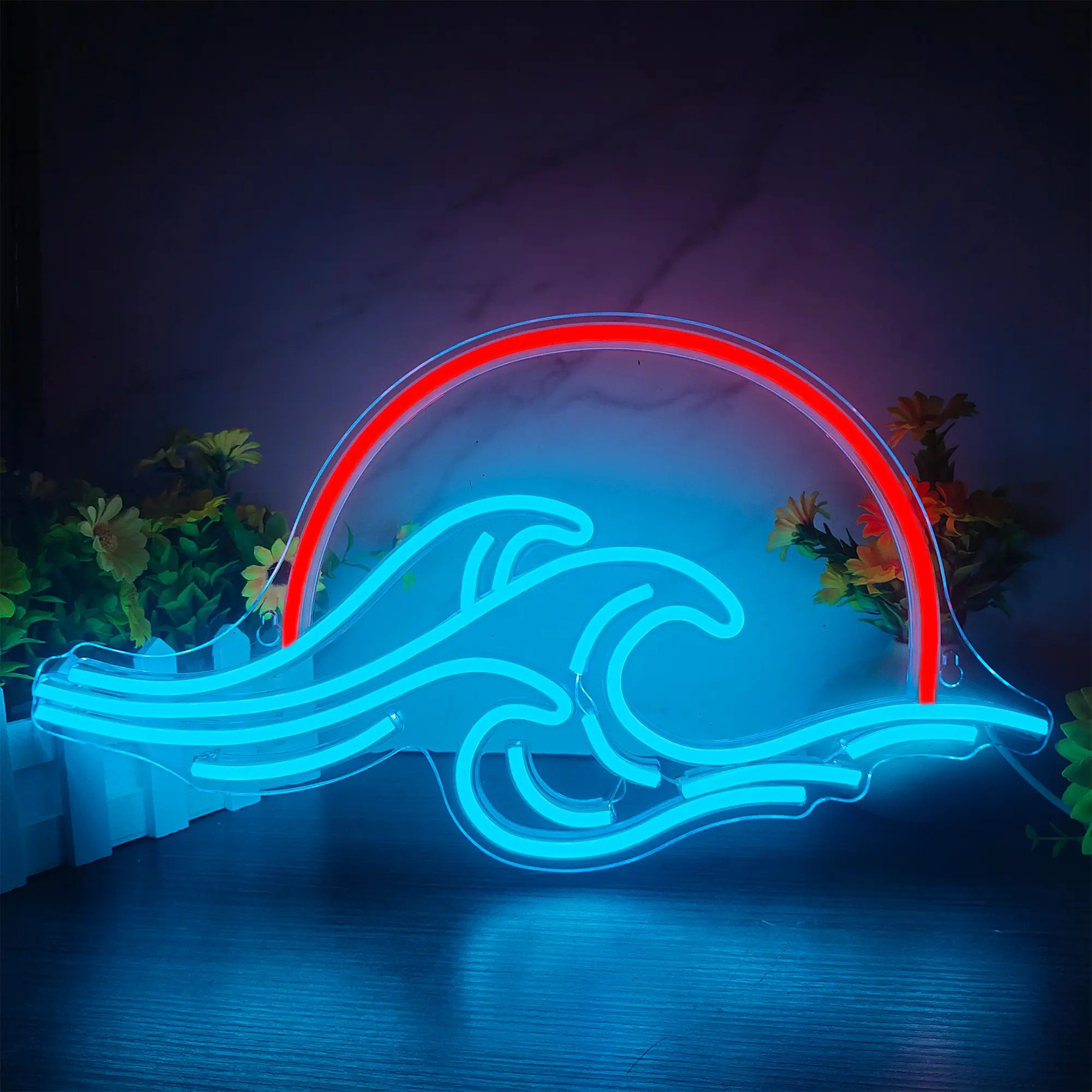Sun Wave Sign LED Neon Sign, Sea Sunrise and Sunset Wall Hanging Art Neon Sign, USB, Modern Mood Lighting, Indoor Decorative Light, Neon Lights. A Minimalist and Stylish Home Decor Item, Suitable for Living Rooms, Coffee Shops, and Dining Rooms