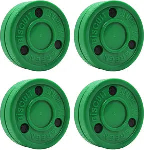 Green Biscuit 4 Pack New Snipe 2.0 Shooter. Hockey Pucks for Shooting and Stickhandling