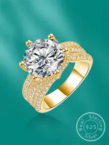 S925 Sterling Silver Fashion Promise Ring, Luxury Engagement Ring for Women, Trendy All-match & Exquisite Jewelry for Birthday Gift with Box, Gifts for Girlfriend