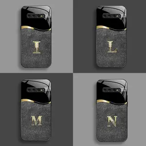 Suitable for [Galaxy S10] New high-end flashing letter glass mobile phone case New business simple metal paint electroplated glass mobile phone case Affordable anti-fall and anti-fingerprint-888