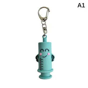 Syringe ampoule bottle opener, soft rubber keychain card holder tag reflective tag keychain