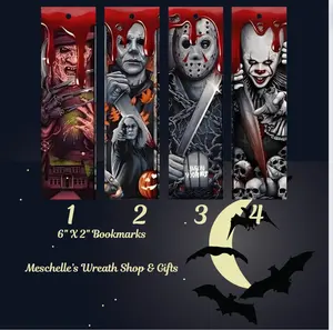 Horror Villian Themed Metal Bookmarks with Glossy Finish - Unique Gift for Book Readers, Teachers, and Friends (2x6 inches)