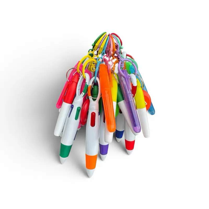 Mini Nurse Pen Set,, One Set, Highlighter, Permanent Marker, Multi Color Click Pen, Button Flashlight, Lobster Claw Clip for Badge Reel Attachment, Random Color Assortment