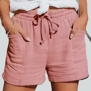 Women's Casual Shorts Drawstring High Waist Shorts with Pockets Summer