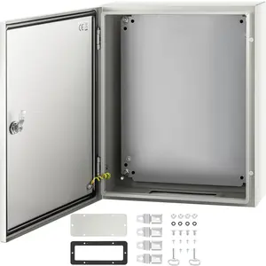 VEVOR NEMA Steel Case, 20x16x6'' NEMA 4X Metal Electric Enclosure, IP66 Water & Dust Resistant, Suitable for Both Outdoor/Indoor Use, Includes Mounting Plate